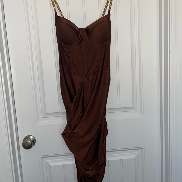 Chocolate Bodycon Chain Strap Dress - Picture 2 of 3